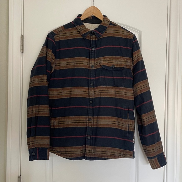 The North Face Men's Small Campshire Long Sleeve Button Up Shirt Cotton Navy Tan - Picture 2 of 7